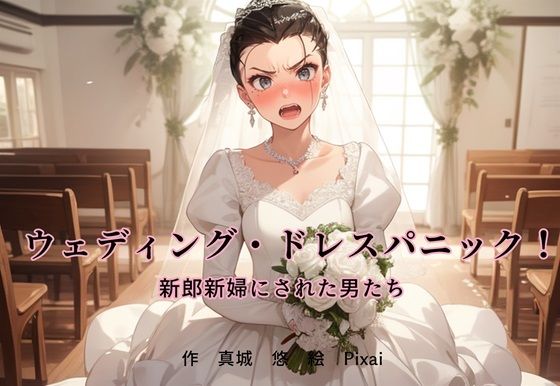 エロ漫画：ウェディング・ドレスパニック！新郎新婦にされた男たちのトップ画像